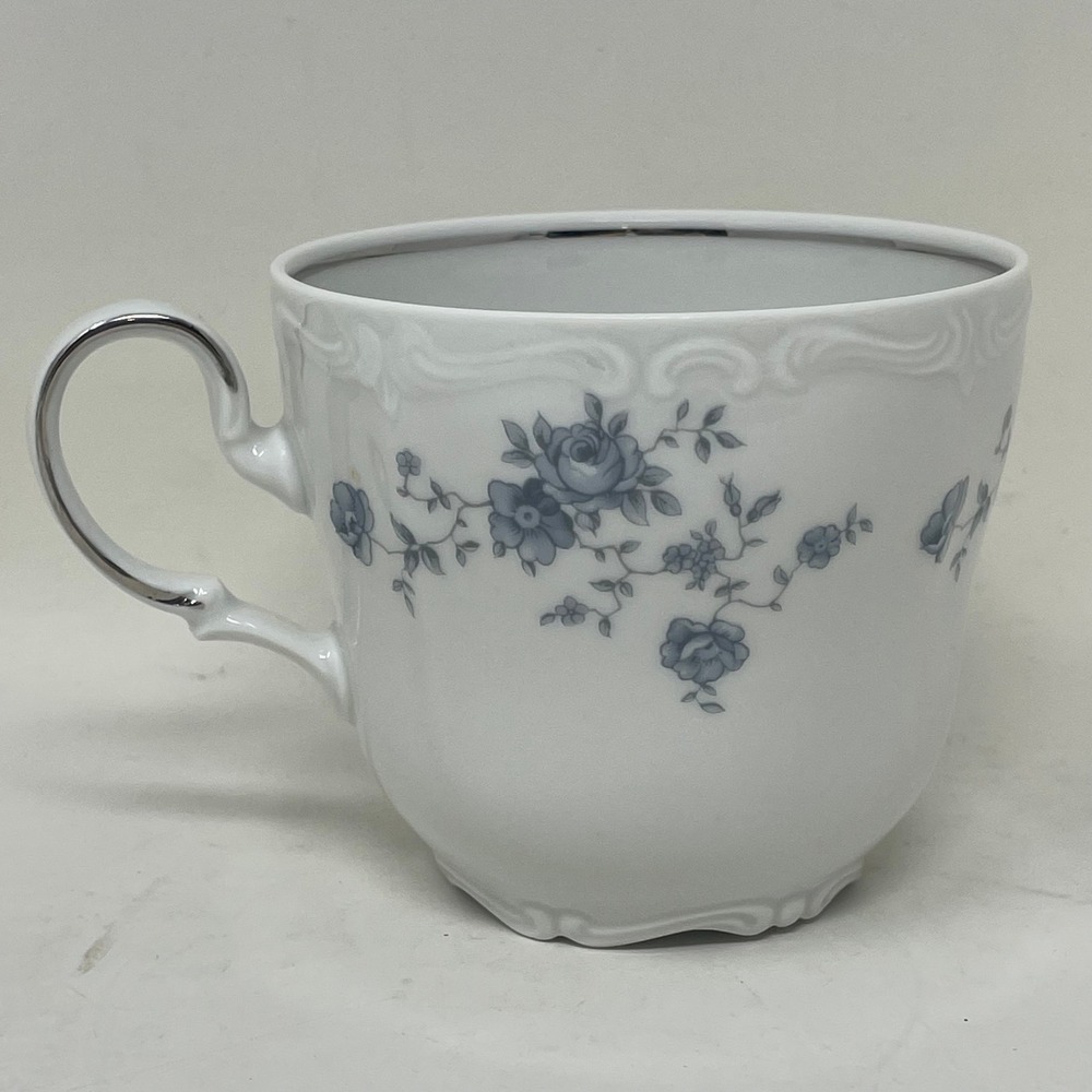 Johann Haviland Tea Cup Blue Garland Bavaria Germany White Blue Floral Platinum - Picture 2 of 7